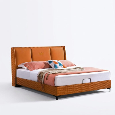 Orange luxury double hotel bed leather bedroom 180x200