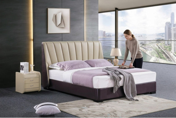 Bed Upholstered Bed Luxury Bedroom Design Beds Textile Wood Bed Frame New