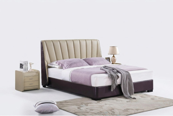 Bedroom leather bed complete bed 3-piece set hotel sets with nightstands.