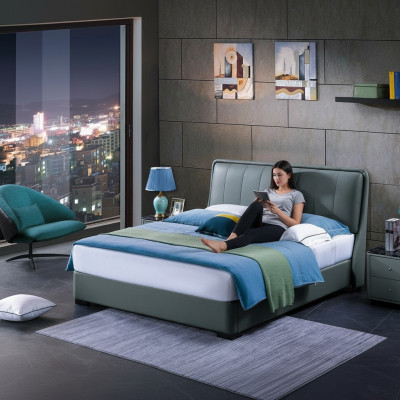 Design double bed leather bed beds bed leather upholstery bedroom marriage. 180x200