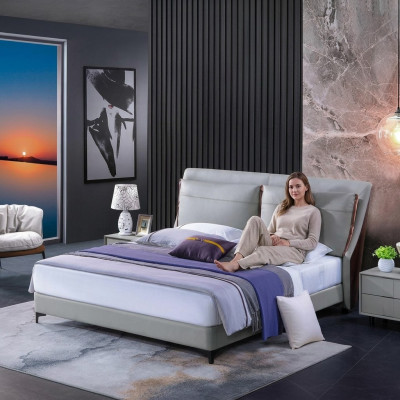 Wooden bed, bed, double bed, luxury furniture, bedroom, hotel, 180x200cm beds, leather