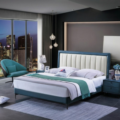 Leather bed, upholstery design, luxury double hotel, matrimonial bed, decor, wood, sleep