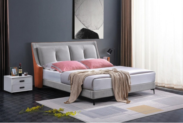Classic bed double bed wood beds gray style real wood bedroom new