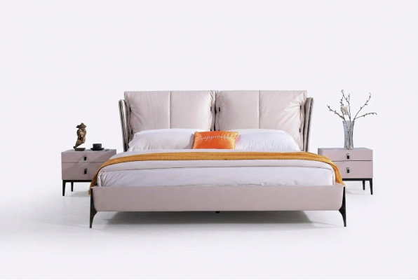 Bed Leather 2x Nightstand 3-Piece Bedroom Set Furniture Modern Luxury Beds