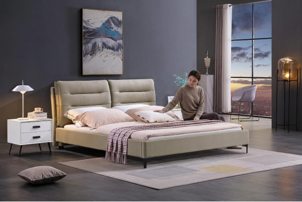 Furniture beds double bed bedroom luxury double bed beige hotel furnishings