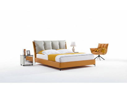 Luxury bed design fabric hotel orange beds bedroom furniture hotel double new