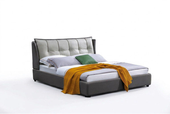 Leather design bed double luxury marriage modern hotel frame sleep beds room