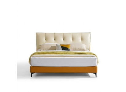 Luxury leather bed double couple upholstered hotel complete set nightstands