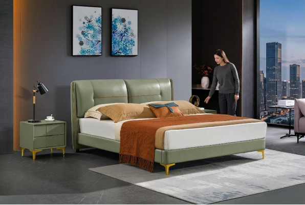 Designer upholstered bed bed beds fabric wood decor luxury double bed marriage bed