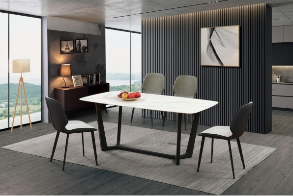 Column table luxury tables dining room furniture complete set 5 pieces.