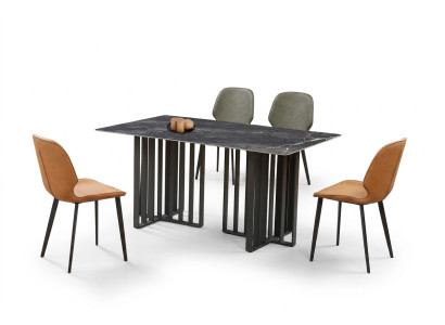 Luxury Dining Table Stainless Steel Marble Imitation Stone Table Dining Room 180x90cm