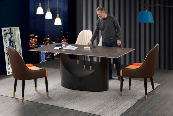 Classic luxury dining room furniture set armchair table group
