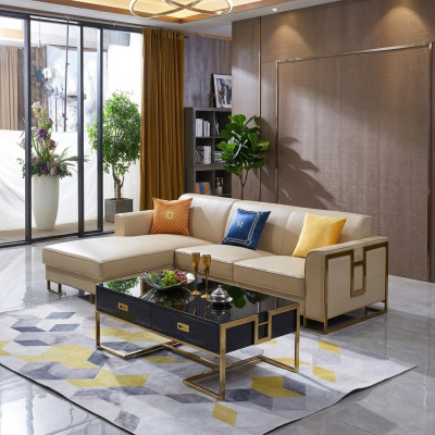 Sofa corner sofa L shape armchair coffee table stool corner sofa upholstery 2-piece new