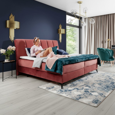 Upholstered Design Bed Luxury Double Hotel Beds Matrimonial Sleeping Room Textile 180x200cm