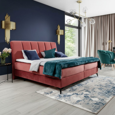 Upholstered Design Bed Luxury Double Hotel Beds Matrimonial Sleeping Room Textile 180x200cm