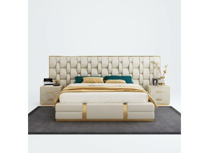 Stainless Steel Luxury Bed Metal Leather Beds Hotel Chesterfield 180x200