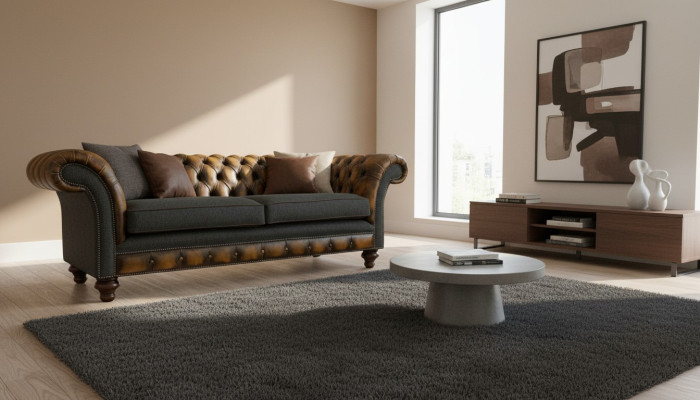 Chesterfield Yellow Leather Designer Modern Design Furniture Luxury Living Room 3-Seater