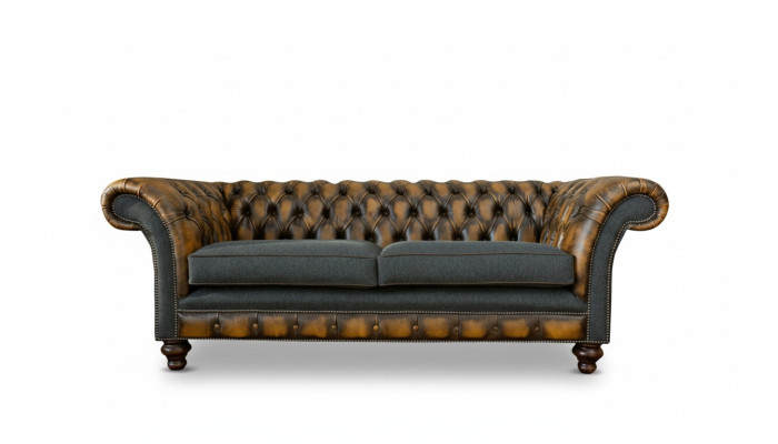 Chesterfield Yellow Leather Designer Modern Design Furniture Luxury Living Room 3-Seater