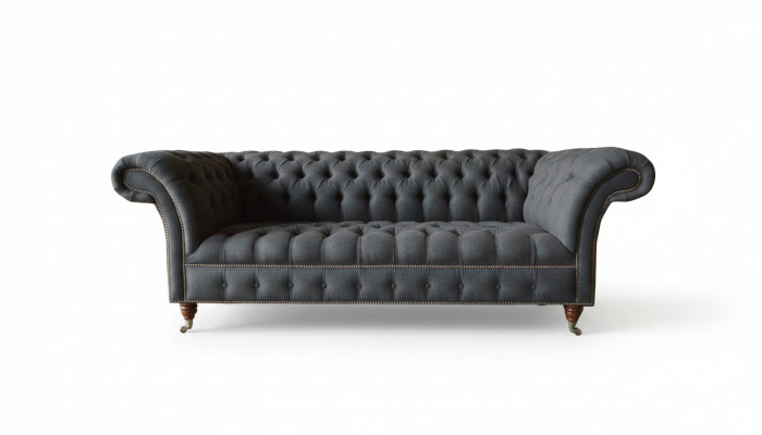 Chesterfield 3-seater Dark Gray Textile Modern Design Sofa Furniture Designer