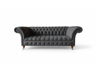 Chesterfield 3-seater Dark Gray Textile Modern Design Sofa Furniture Designer