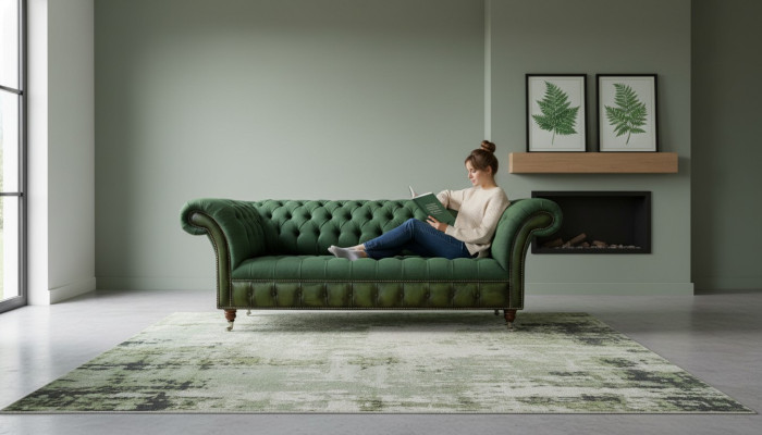 Chesterfield 3-Seater Dark Green Living Room Design Couches Upholstered Sofa Textile