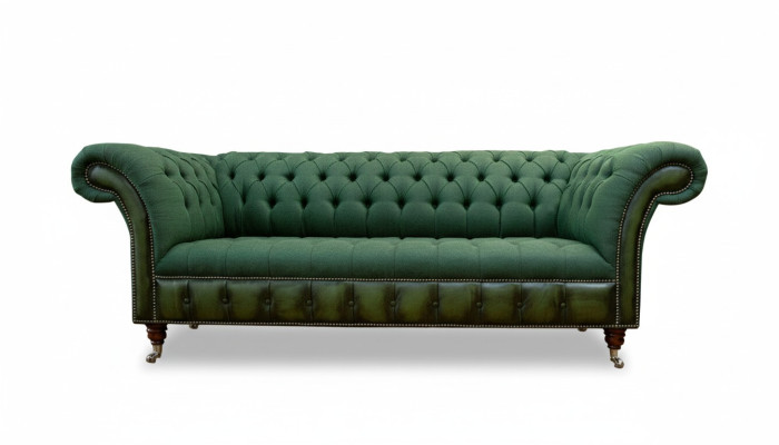 Chesterfield 3-Seater Dark Green Living Room Design Couches Upholstered Sofa Textile
