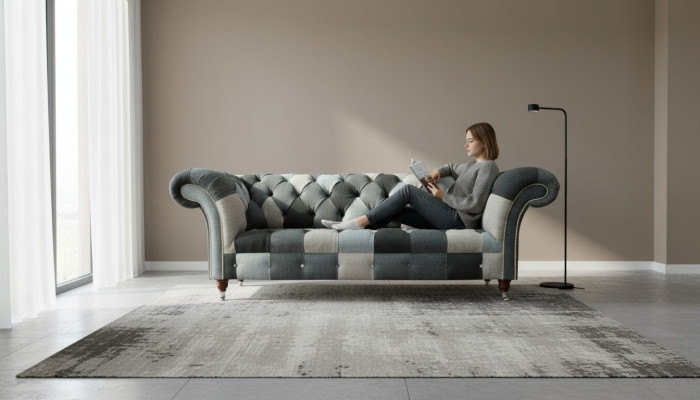 Three-seater living room design couches upholstered sofa sofas velvet fabric Chesterfield
