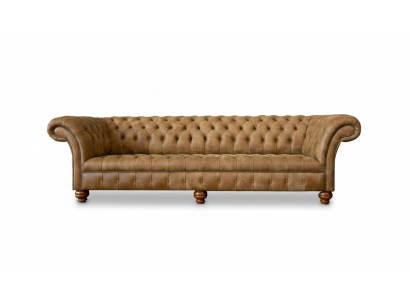 Chesterfield 4-seater light brown modern design leather sofas creative furniture
