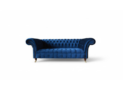 Chesterfield 3-Seater Blue Design Couches Upholstery Sofas Velvet Fabric Textile Luxury