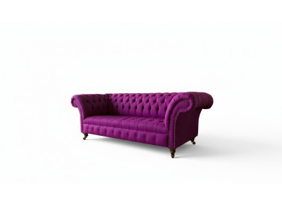 Chesterfield 3-Seater Purple Fabric Design Couches Upholstered Sofas New Creative Sofa