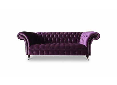 Chesterfield 3-Seater Violet Fabric Design Couch Upholstered Sofa New Textile
