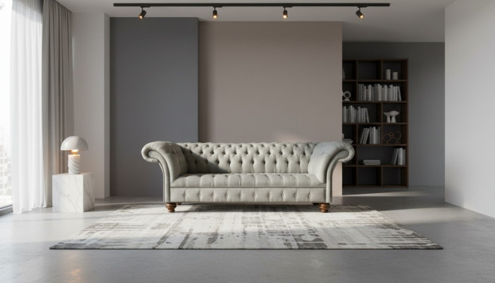 Chesterfield 3-seater living room modern light gray couch sofa new creative fabric