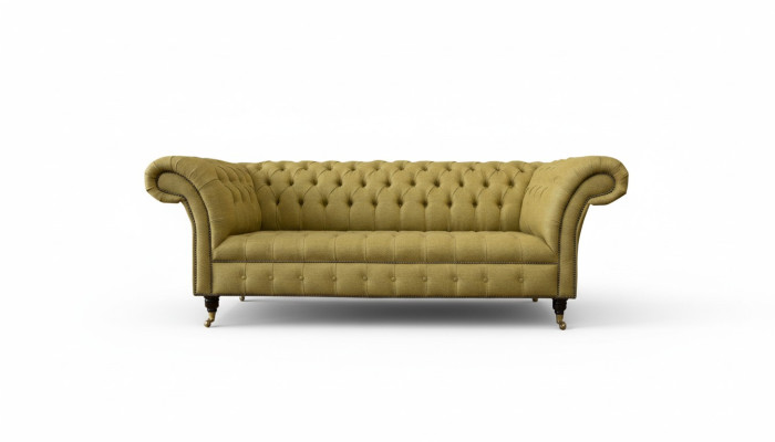 Chesterfield 3-Seater Yellow Living Room Design Couches Upholstered Sofa Sofas Textile