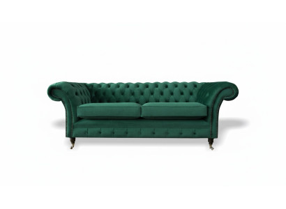 Chesterfield 3 Seater Green Living Room Modern Design Couches Sofa Original Fabric