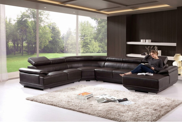 Living area leather corner sofa with USB, sofa couch upholstered corner suite.