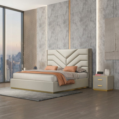 Bed Pillow Design Luxury Wood Double Beds Matrimonial Bedroom Leather Hotel Furniture