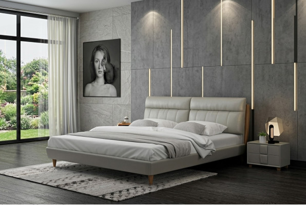 Bed cushion design luxury double beds beige 180x200 bedroom