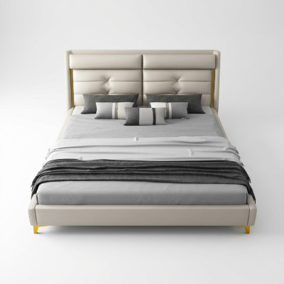 Luxury bedroom double bed 180x200cm leather beds bed frame