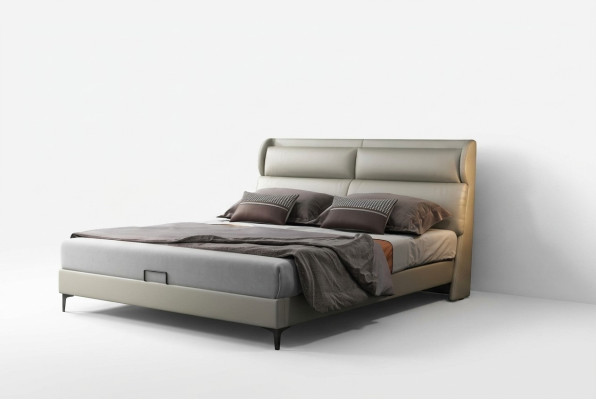 High-quality luxury double bed bedding upholstered design matrimonial hotel leather textile new