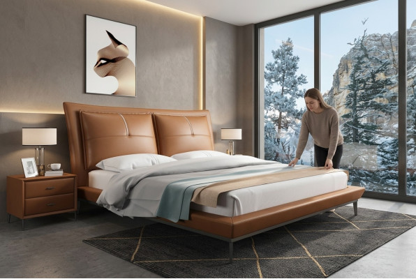 Designer bed bedroom beds hotel leather Italian furniture