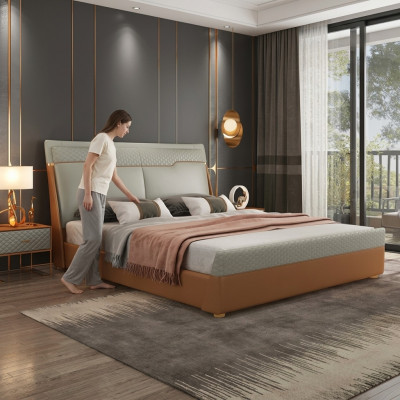 Luxury bedroom bed upholstery design luxury double beds leather hotel