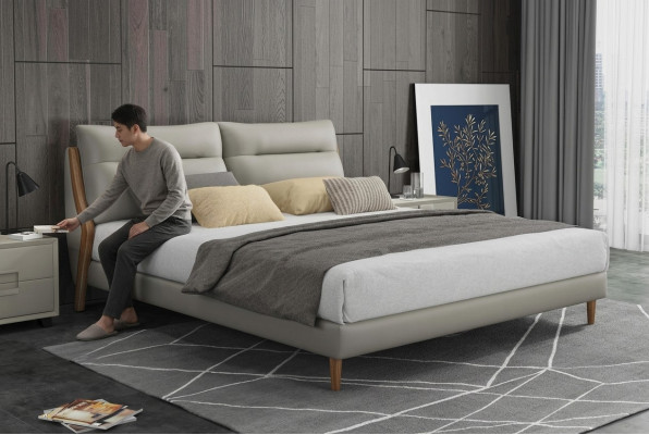 Classic luxury beds upholstered leather textile high-quality bedroom bed new