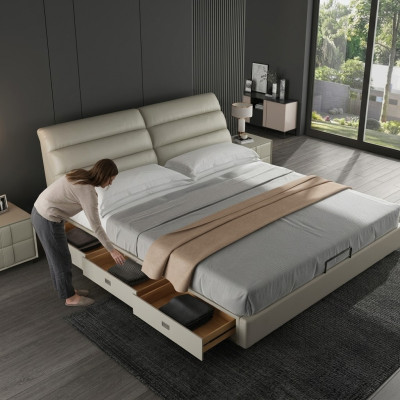 Classic upholstered bed design luxury double hotel beds bedroom