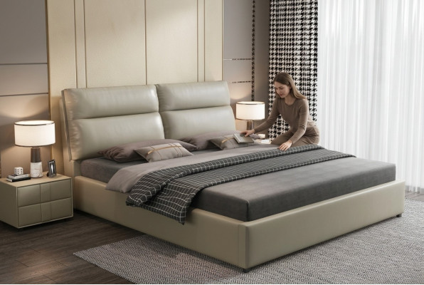Design bed bedroom textile leather upholstery modern beds 180x200cm