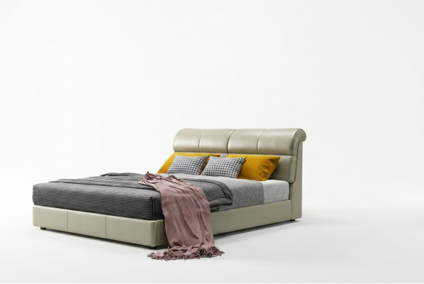 Luxury bed bedroom leather upholstery double beds wood design 180x200cm new