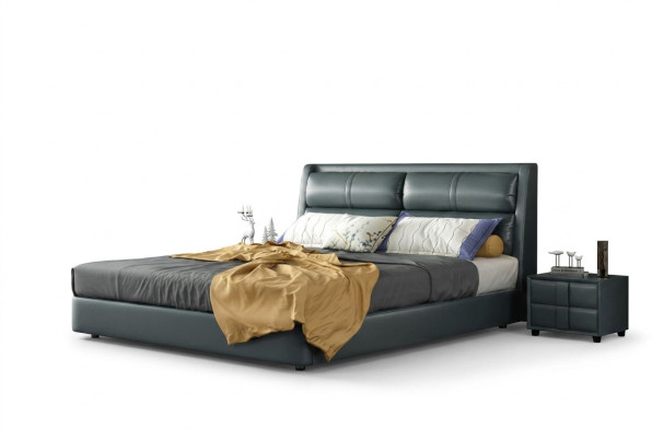 Leather bed upholstery design luxury double hotel beds sleep room marriage 180x200 cm