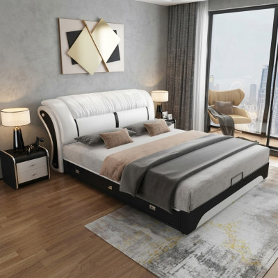 Bed Cushion Design Luxury Double Hotel Matrimonial Sleep Room Leather 180x200cm Beds