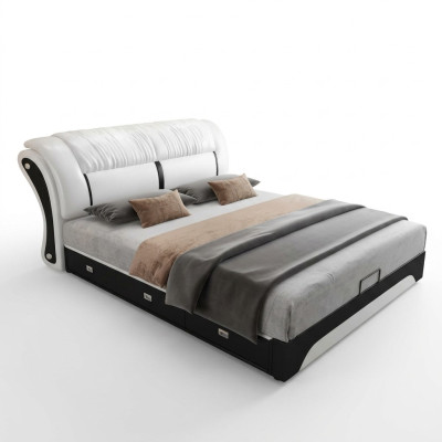 Bed Cushion Design Luxury Double Hotel Matrimonial Sleep Room Leather 180x200cm Beds