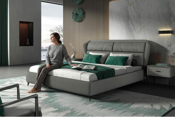 Bed Classic Upholstered Bed Luxury Double Bedroom Designer Bed Frame 180x200cm