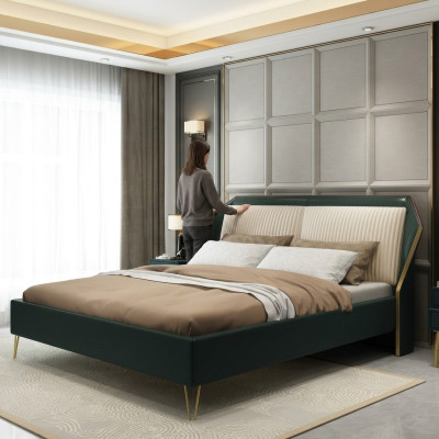 Luxury Textile Bed Double Design Bedroom Classic Beds Green